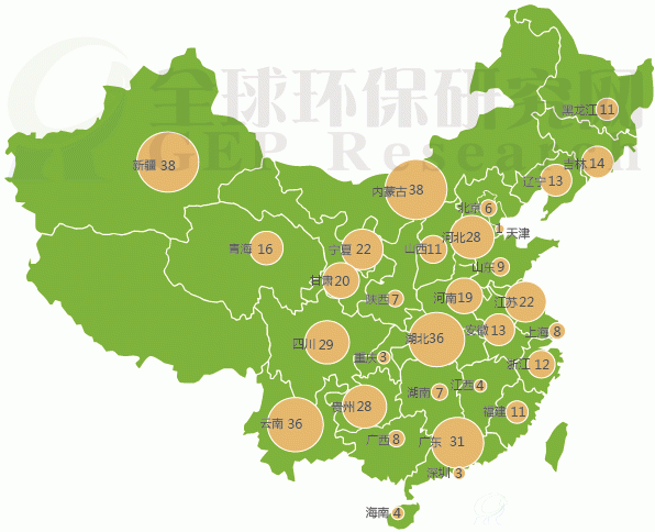 公示CCER審定項目的區域分布